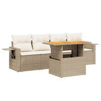 Set Divano da Giardino 5 pz con Cuscini Beige in Polyrattan
