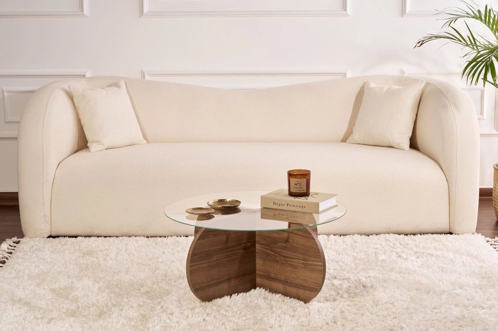 Tavolo basso in legno "Aeris" - 75 x 75 x 35 cm - Noyer Trasparente