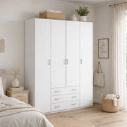 Armadio Camera da Letto Amoruccio, Guardaroba Grande Appendiabiti, 49.5x200.4h cm Bianco