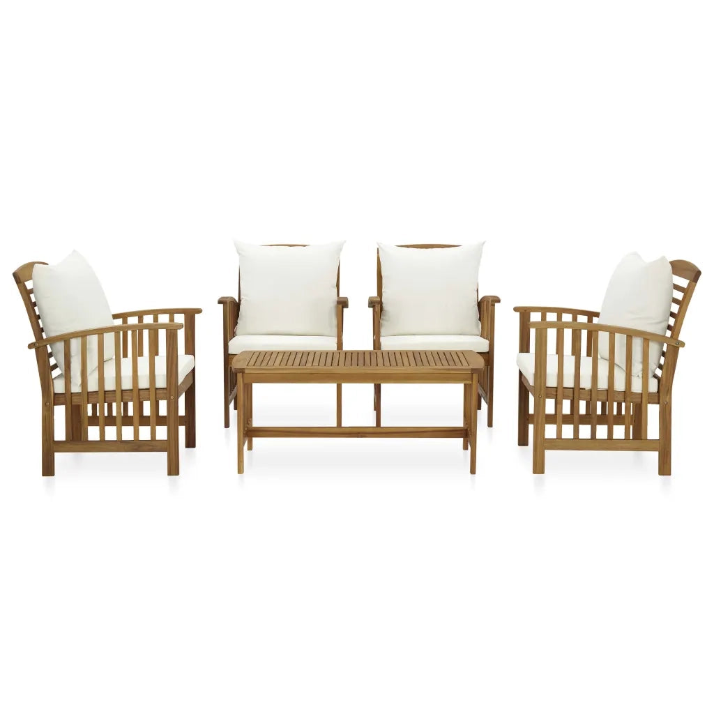 Set Divani da Giardino 5 pz con Cuscini in Massello di Acacia cod mxl 43034