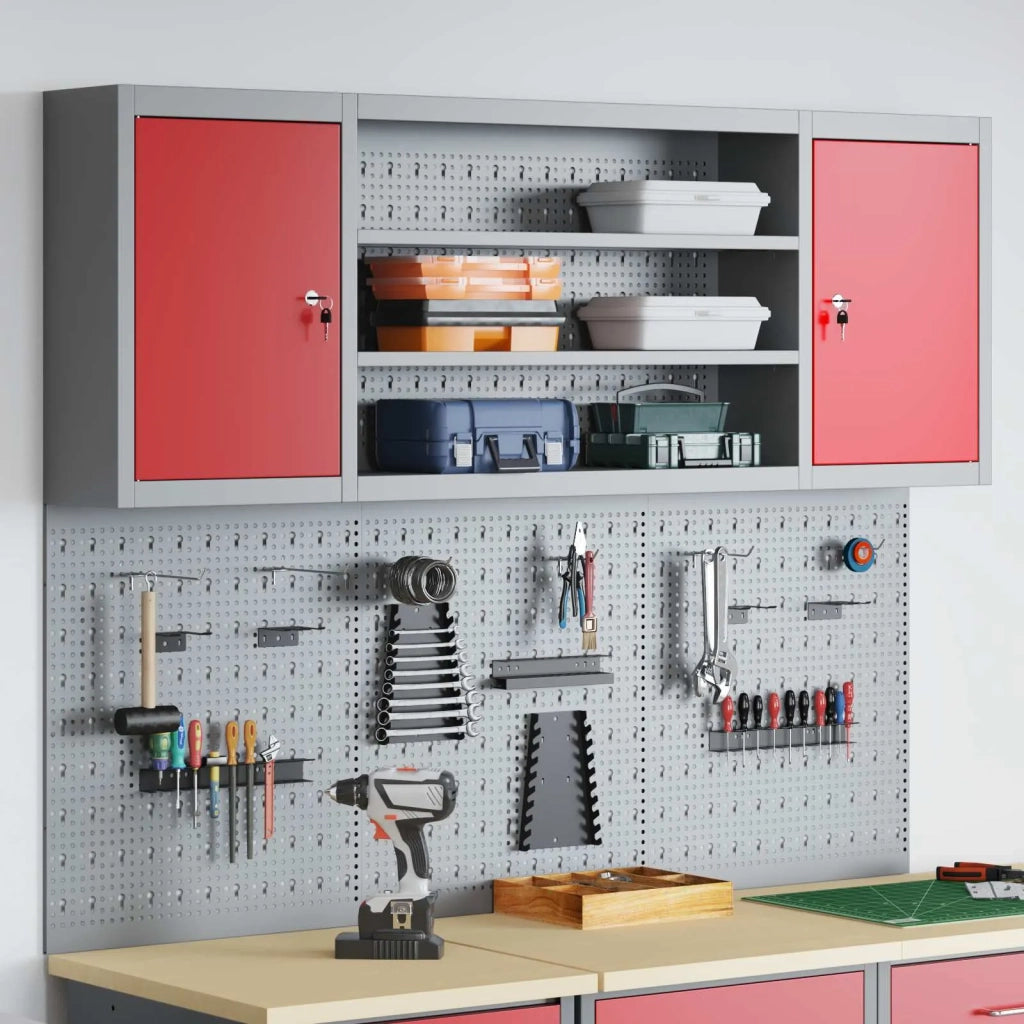 Set di armadi per attrezzi con lo scaffale 6 pcs Rosso 3321409
