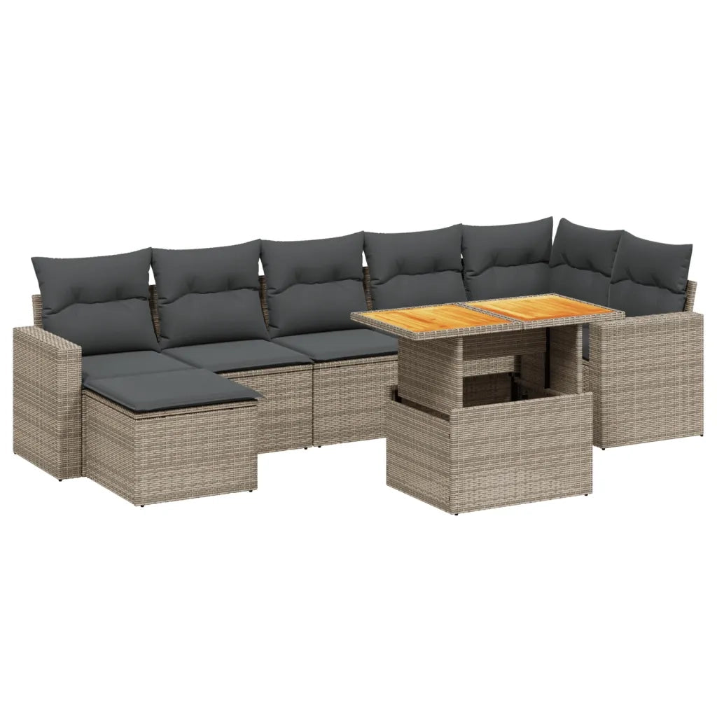 Set Divano da Giardino 8 pz con Cuscini Grigio in Polyrattan 3271424