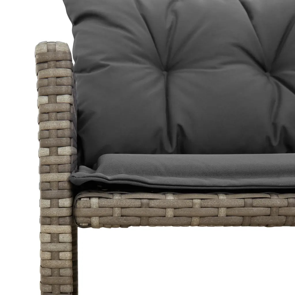 Divano da Giardino con Tavolo e Cuscini a L-Sofa da Giardino-Divano da esterno Grigio Polyrattan 240472