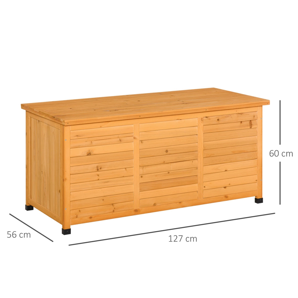 OKWISH Cassapanca da Giardino, con Coperchio Apribile e Struttura a Doghe, per Esterno, Legno, Giallo, 127 × 56 × 60 cm
