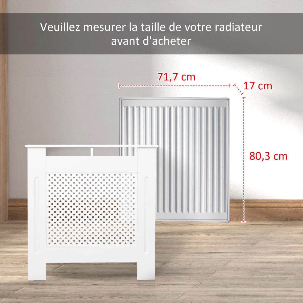 Coperchio per termosifone ¨C zephmum ¨C legno bianco 78x19x82 cm
