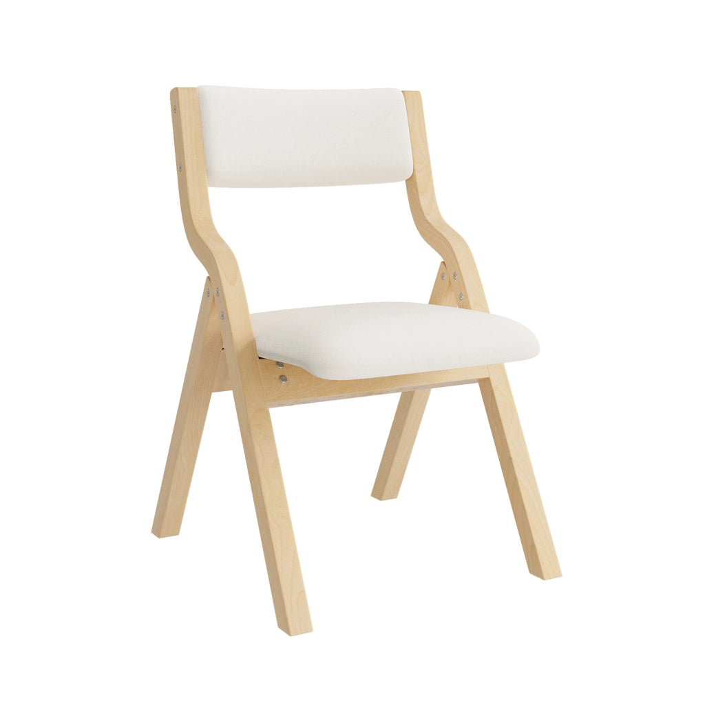 Set di 2 sedie pieghevoli imbottite in legno e lino beige