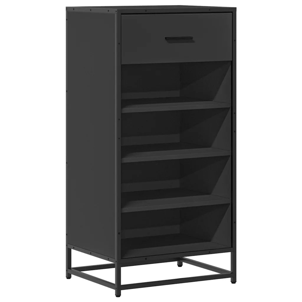 Scarpiera Nera 48x38x97,5 cm in Legno Multistrato 849209
