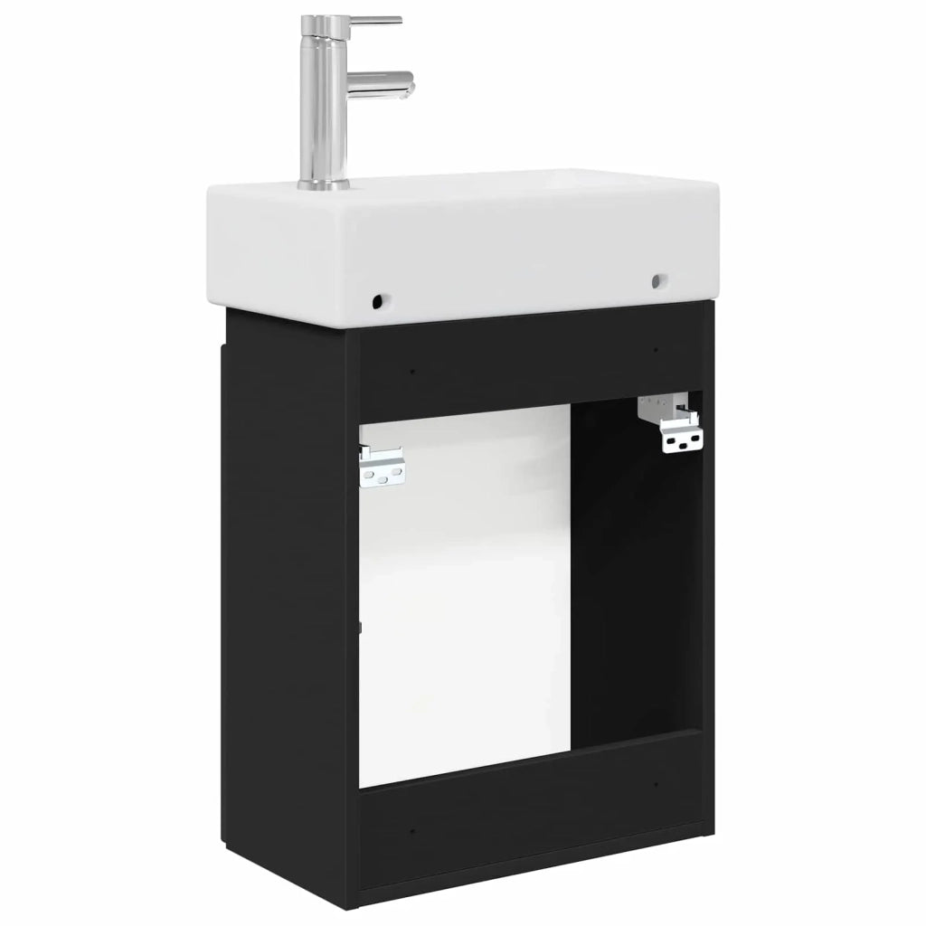Mobile bagno con rubinetto Nero 45,5 x 22,5 x 84 cm