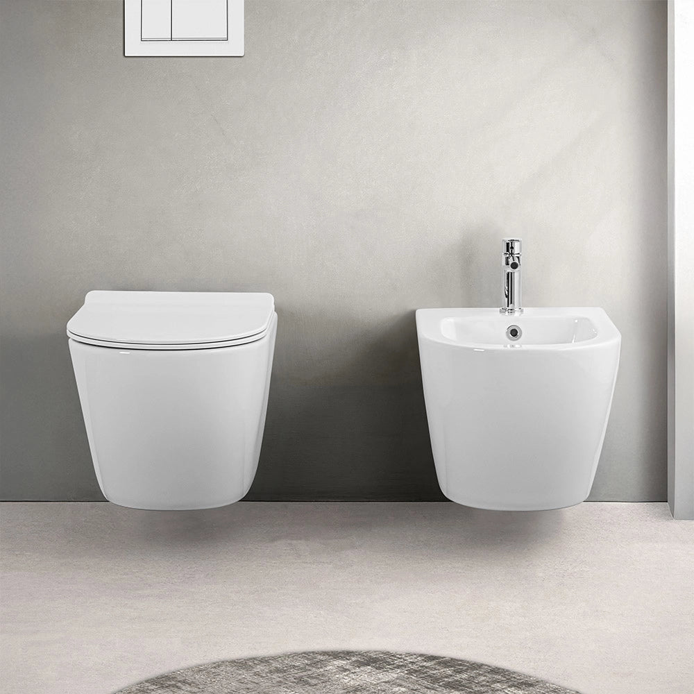 Wc sospeso Rimless serie Tokyo in ceramica bianco lucido