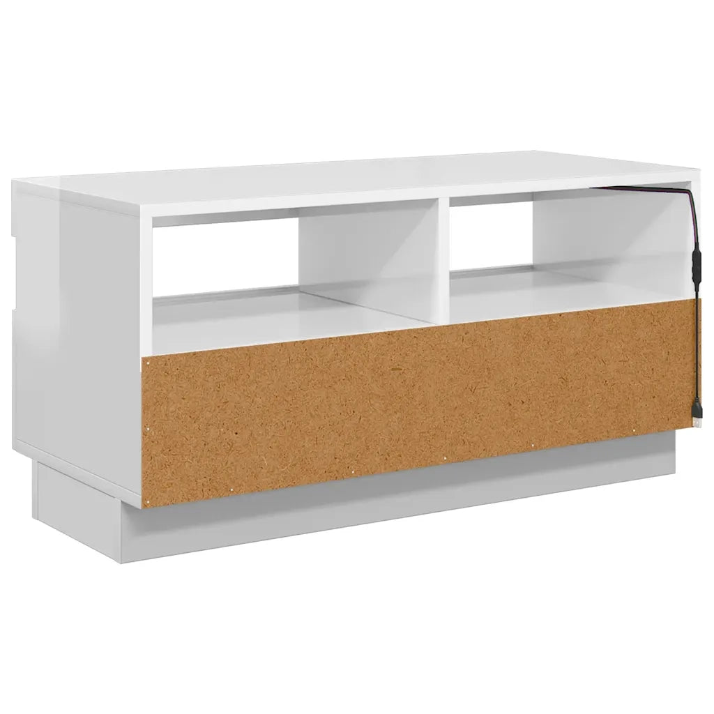 Mobile Porta TV con Luci LED Bianco Lucido 80x35x40 cm 804451