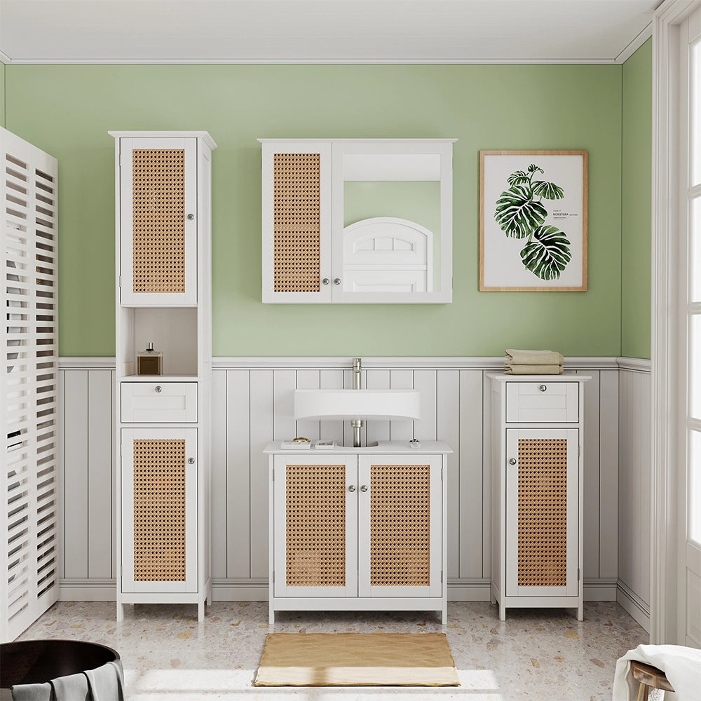 Vicco Set di mobili da bagno Bianco 4 pezzi, con colonna