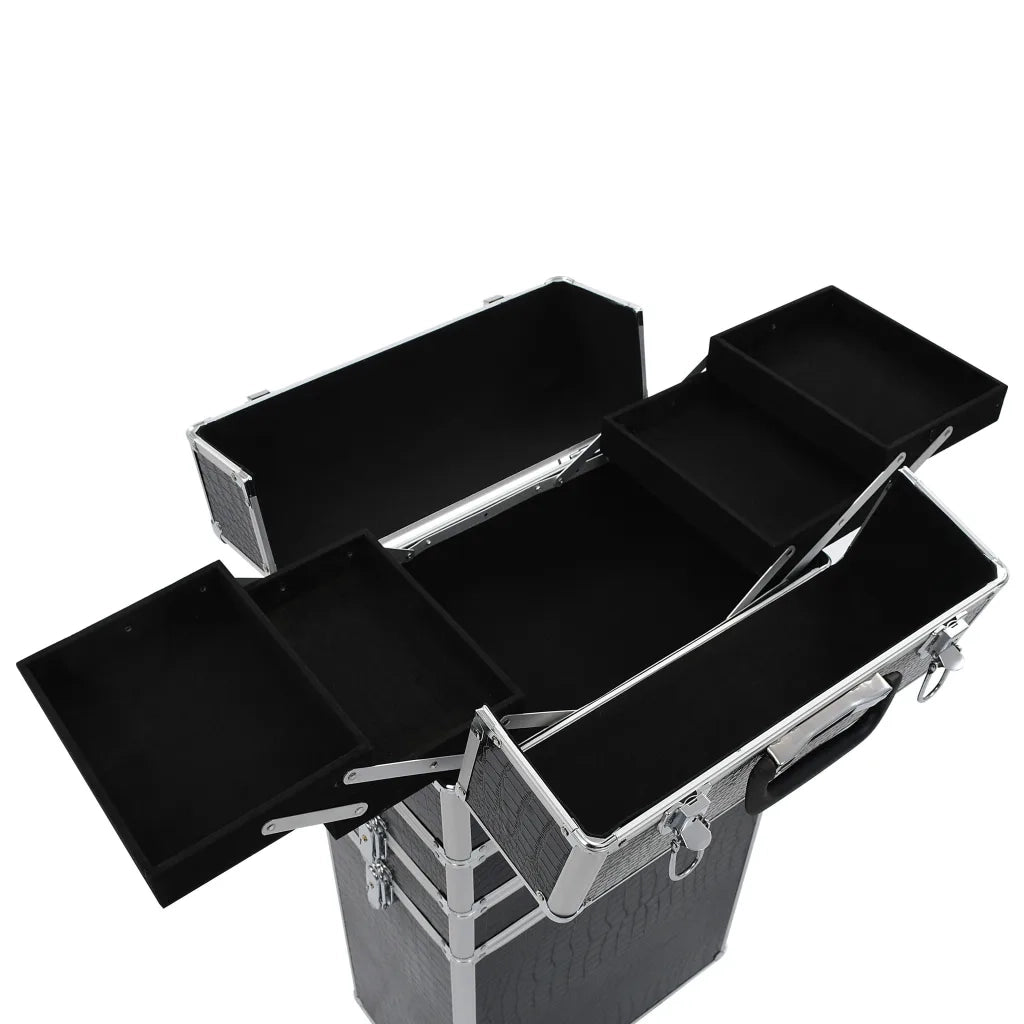 Valigia Trolley per Cosmetici Alluminio Nero Design Coccodrillo CFW6569812