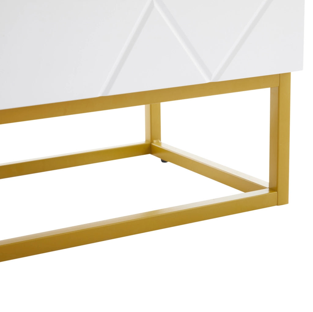 Credenza 130x38x76 cm con ripiani regolabili in truciolato bianco