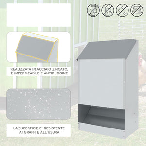 Mangiatoia per Galline 35x20x63 cm Capienza 23kg in Acciaio Zincato