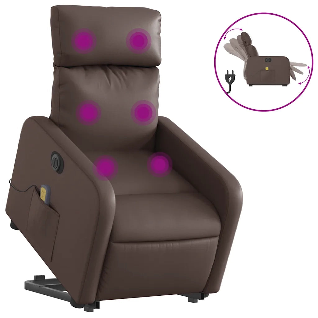 Poltrona Alzapersona Elettrica Reclinabile Marrone Similpellecod mxl 133108
