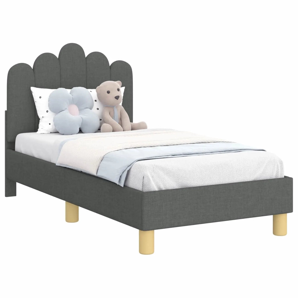 Struttura letto per bambini con testata-Giroletto per bambini Grigio Scuro Tessuto 514117
