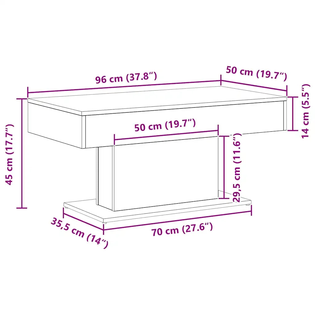 Tavolino da salotto Rovere Nero 96 x 50 x 45 cm 862624