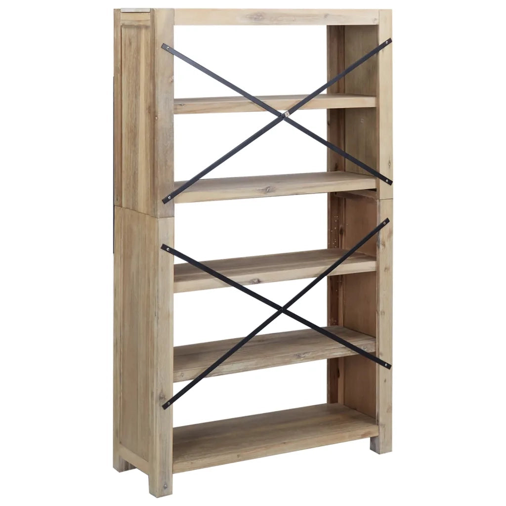 Libreria a 5 Ripiani 80x30x140 cm in Legno Massello di Acacia cod mxl 10278
