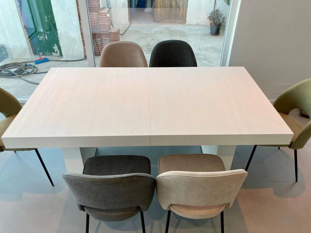 Tavolo nobilitato finitura bianco consumato l.180 p.100 h.76 aperto 480cm (1677) - Mobili 2G