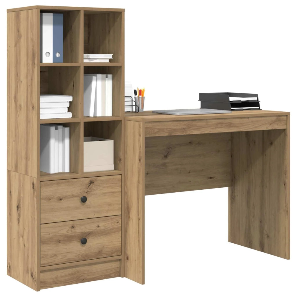 Scrivania con cassetto con lo scaffale 2 pcs Rovere artigianale 3337368
