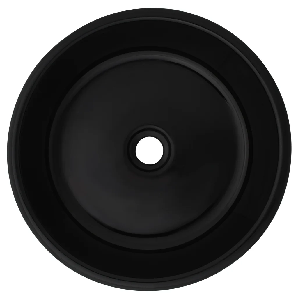 vidaXL Lavandino Tondo in Ceramica Nero 42x12 cm