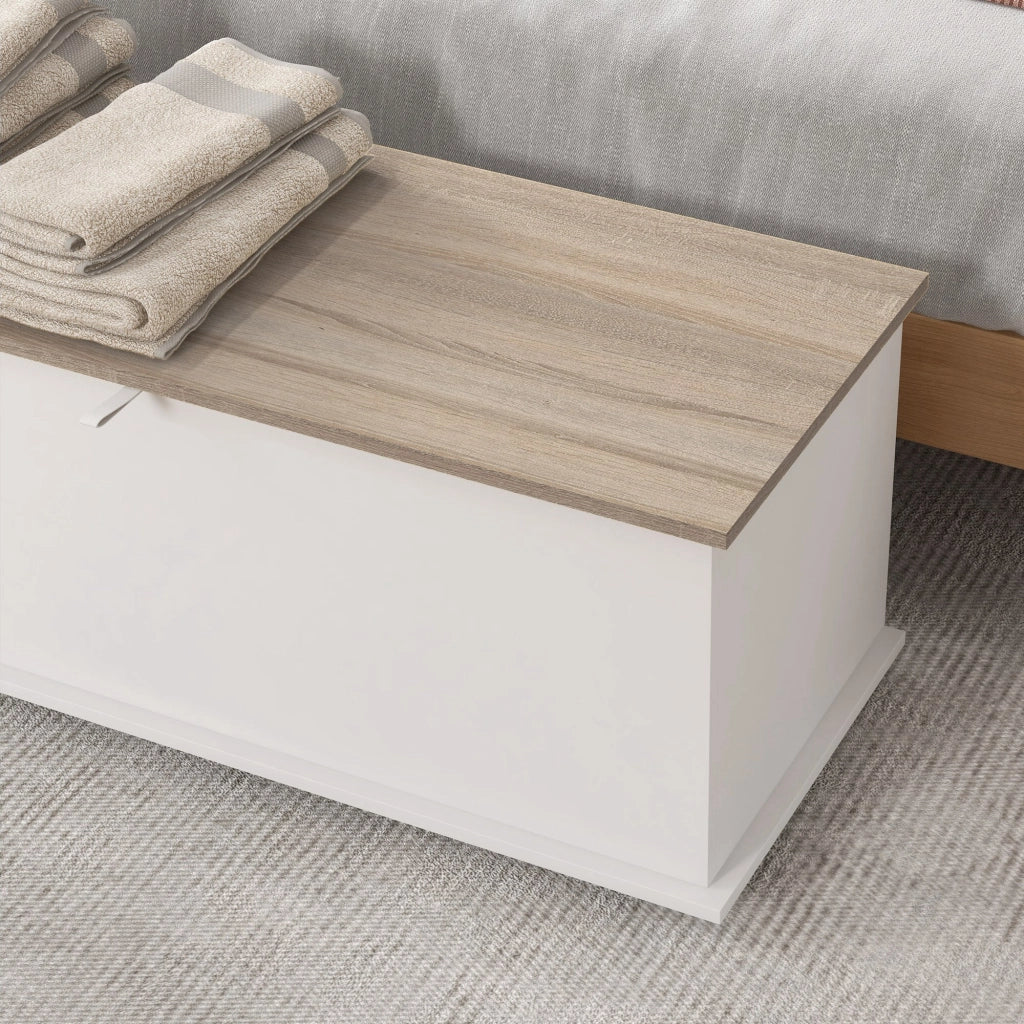 Letto contenitore con cassetti ¨C ZephMum ¨C Legno 100x40x40 cm bianco e naturale