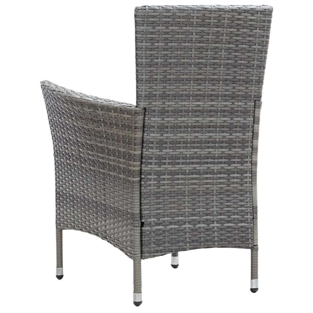 Set da Pranzo per Esterni 7 pz con Cuscini in Polyrattan Grigio cod mxl 34636