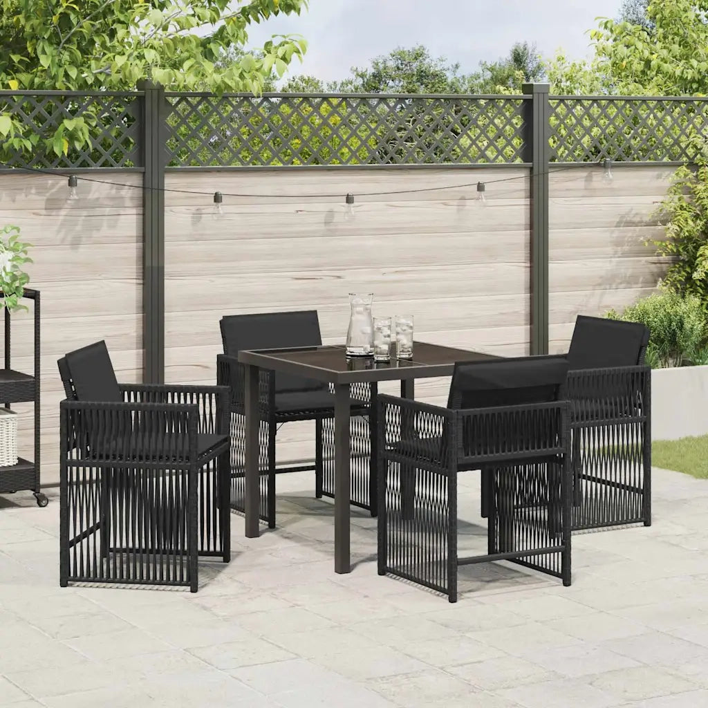 Set da Pranzo per Giardino 5 pcs Nero polyrattan 3380773