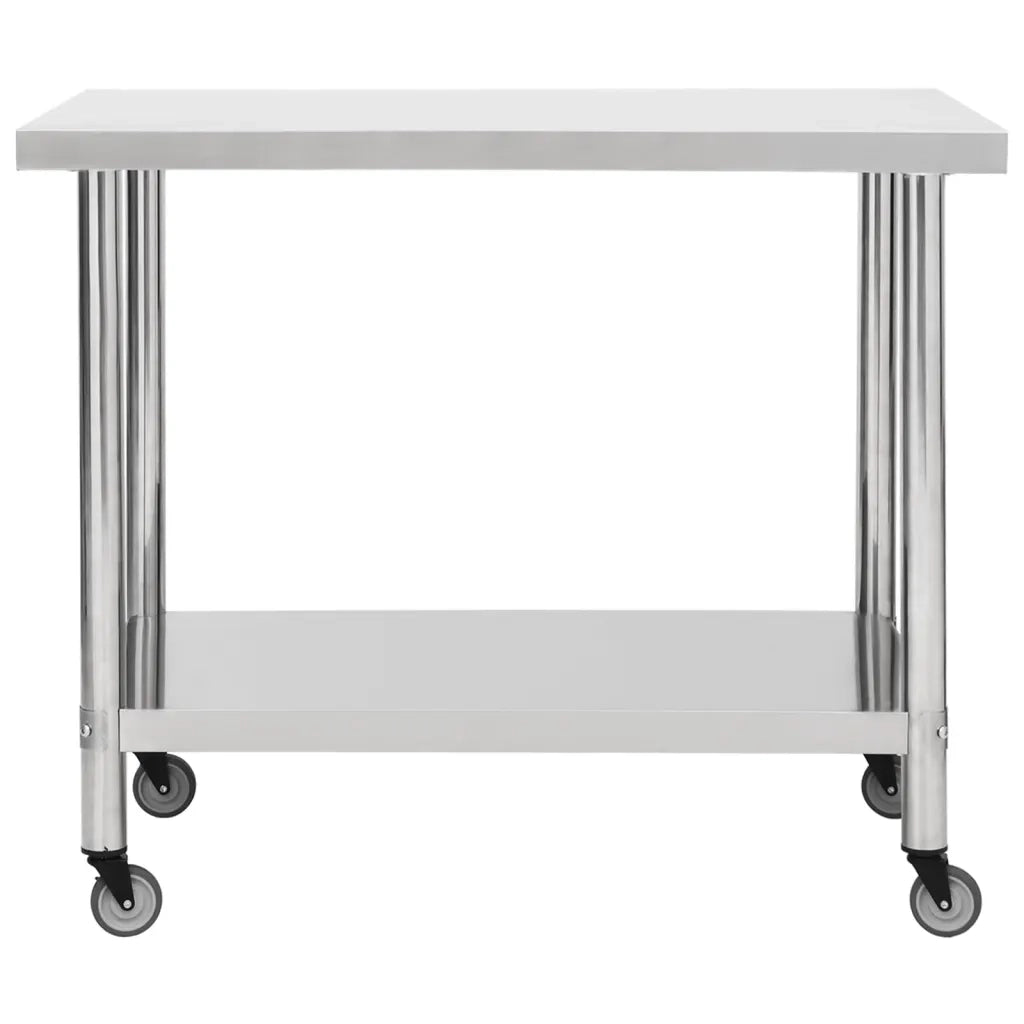 Tavolo da Lavoro Cucina con Ruote 100x60x85 cm in Acciaio Inox CFW1512671