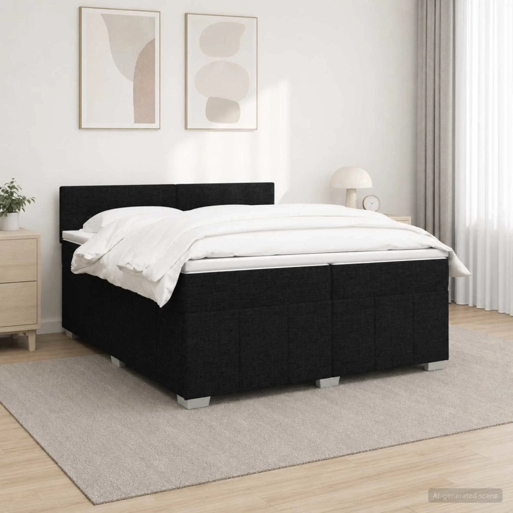 Letto box spring con materasso Nero 200 x 200 cm Tessuto 3452756