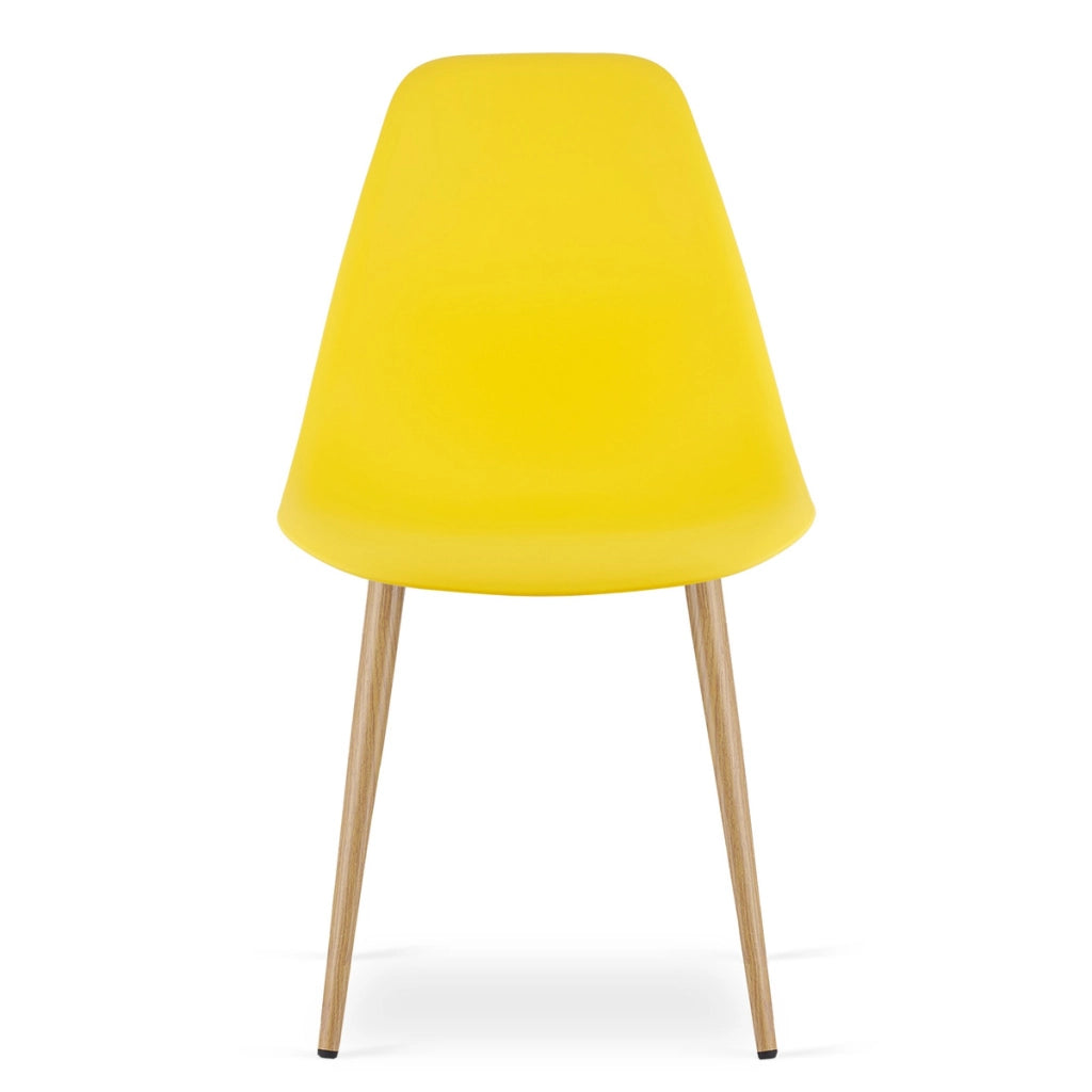 Set di 4 Sedie WAT Gialle con Gambe Effetto Legno