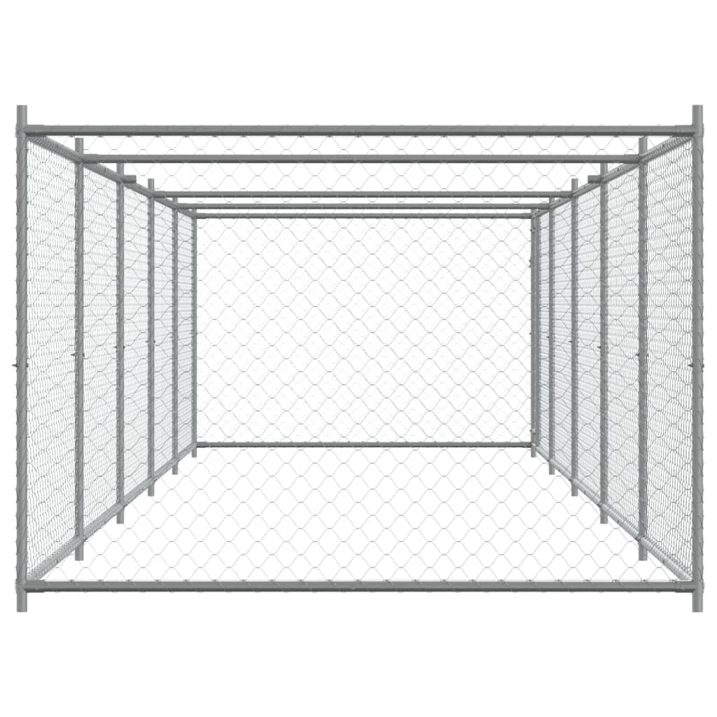 Trasportino per cani con porta 10 x 2 x 1,5 m acciaio zincato grigio 02_0041616