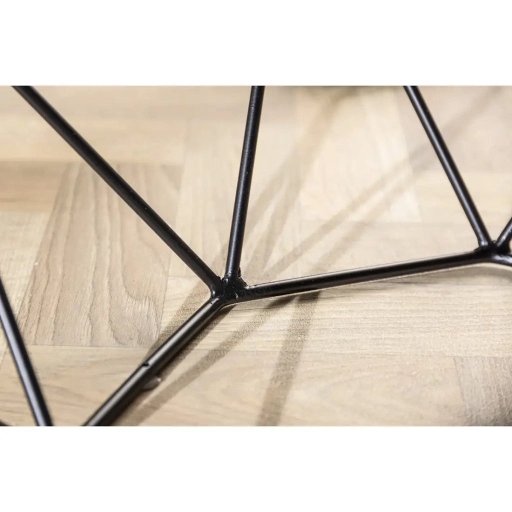 Tavolino basso NEXORA 70 cm in marmo grigio e metallo nero design geometrico