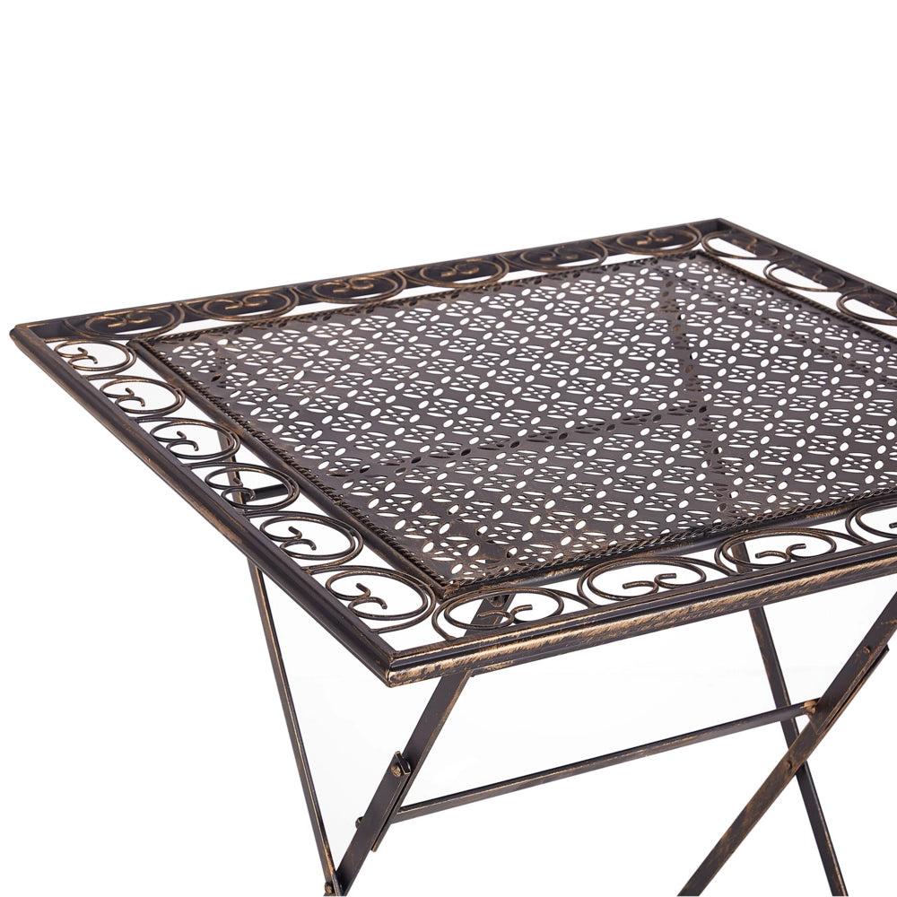 Set da Giardino Bistro Pieghevole 70 x 70 cm in Metallo color Nero stile retrò 2 sedie un tavolo