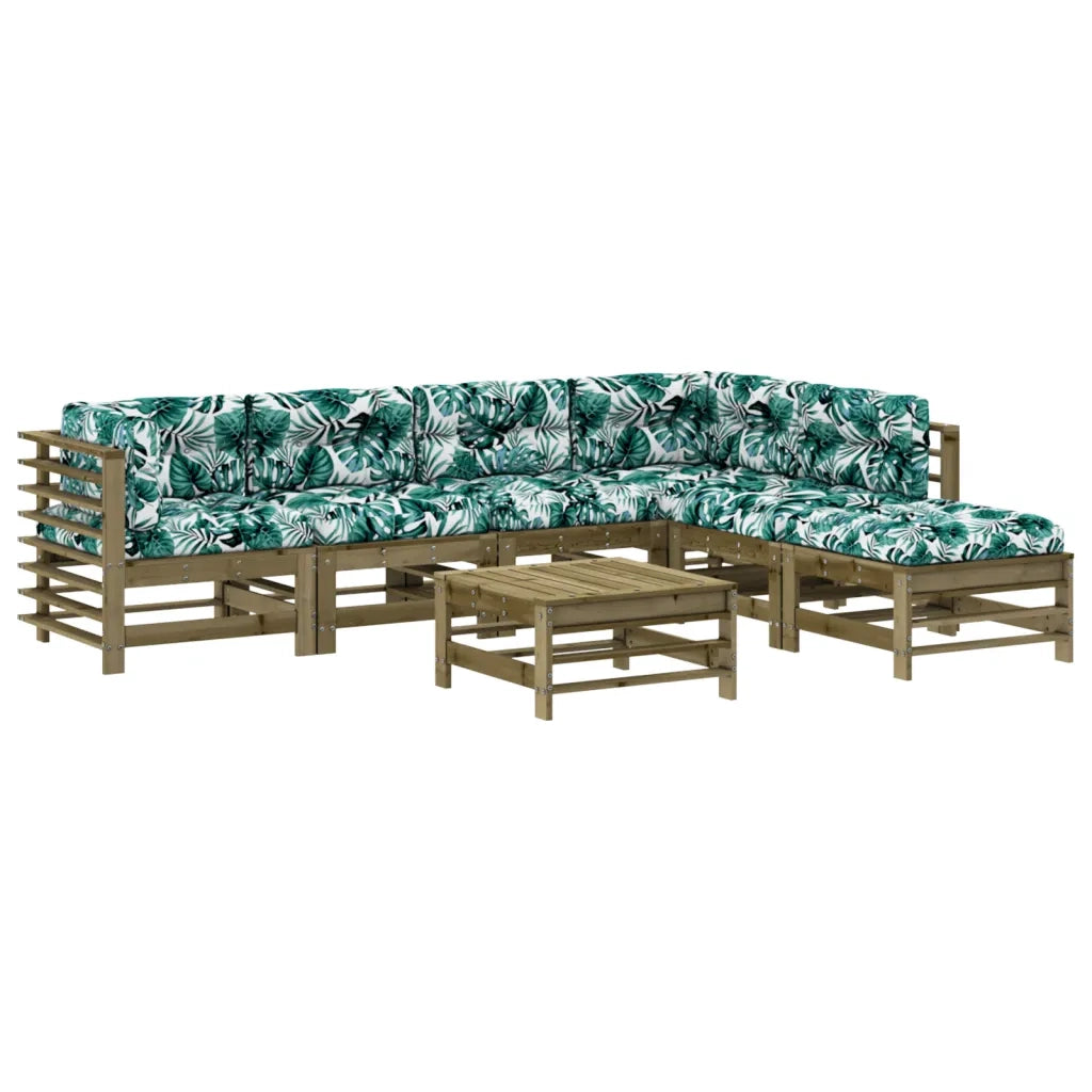 Set Divani da Giardino 7pz con Cuscini Legno Impregnato di Pinocod mxl 125186