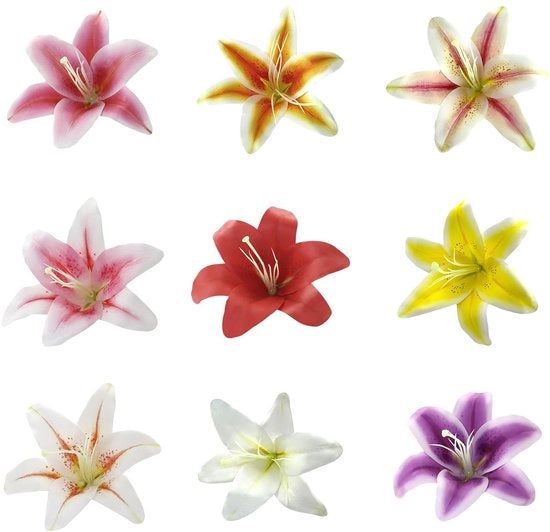 Fiori artificiali di fior di loto 9 pezzi - Fiori artificiali per matrimoni - Fiori artificiali per interni - Fiori artificiali per esterni - Bicchiere di fiori artificiali - Senza profumo e facile da manutenere