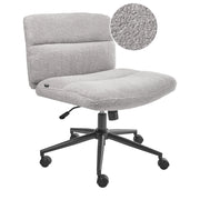 Sedia da scrivania per ufficio Grigio Chiaro Boucle Rivestimento ampio senza braccioli Seduta pneumatica Base girevole Inclinabile