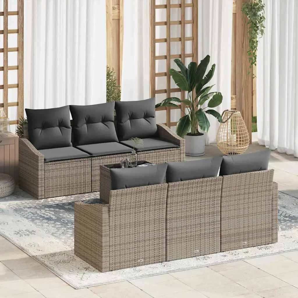 Set di divani con cuscino 7 pcs Grigio polyrattan 3355278