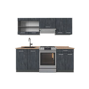 Mobile da cucina R-Line Calce nera/Antracite 200 cm PL Rovere Vicco