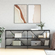 Tavolino Consolle-Tavolino da soggiorno-Tavolo Nero 180x30x75 cm Legno Multistrato e Ferro
