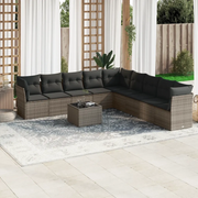 Set Divano da Giardino 10 pz con Cuscini Grigio in Polyrattancod mxl 111009