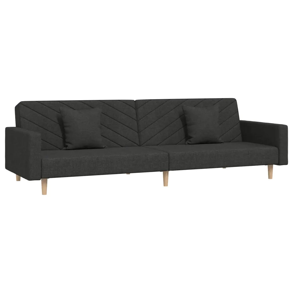 Divano letto | Sof¨¤ letto | Letto singolo a 2 Posti con 2 Cuscini Nero in Tessuto