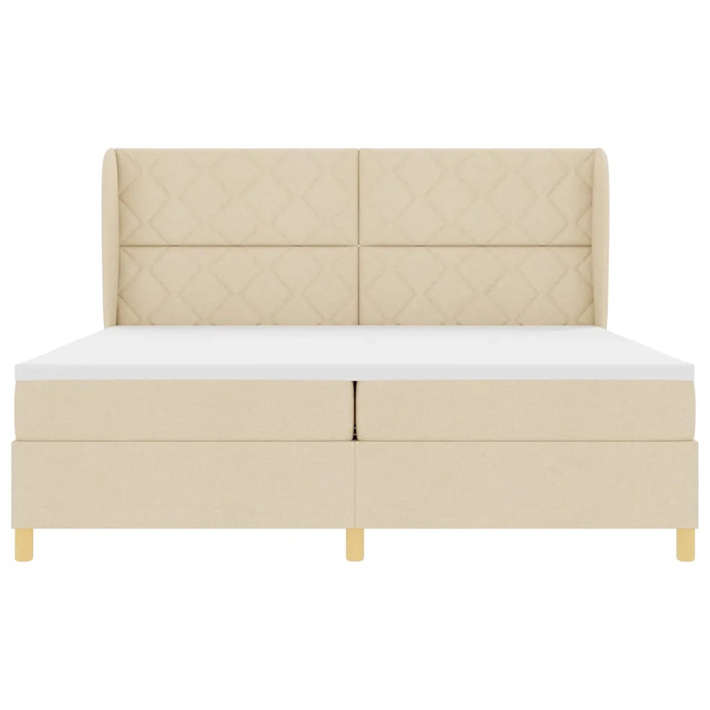 Letto a molle con materasso Crema 200 x 200 cm Tessuto 3340842