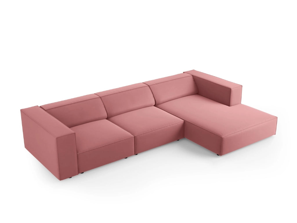 Cosmopolitan Design - Divano angolare destro "Arendal" 4 posti in velluto salmone 