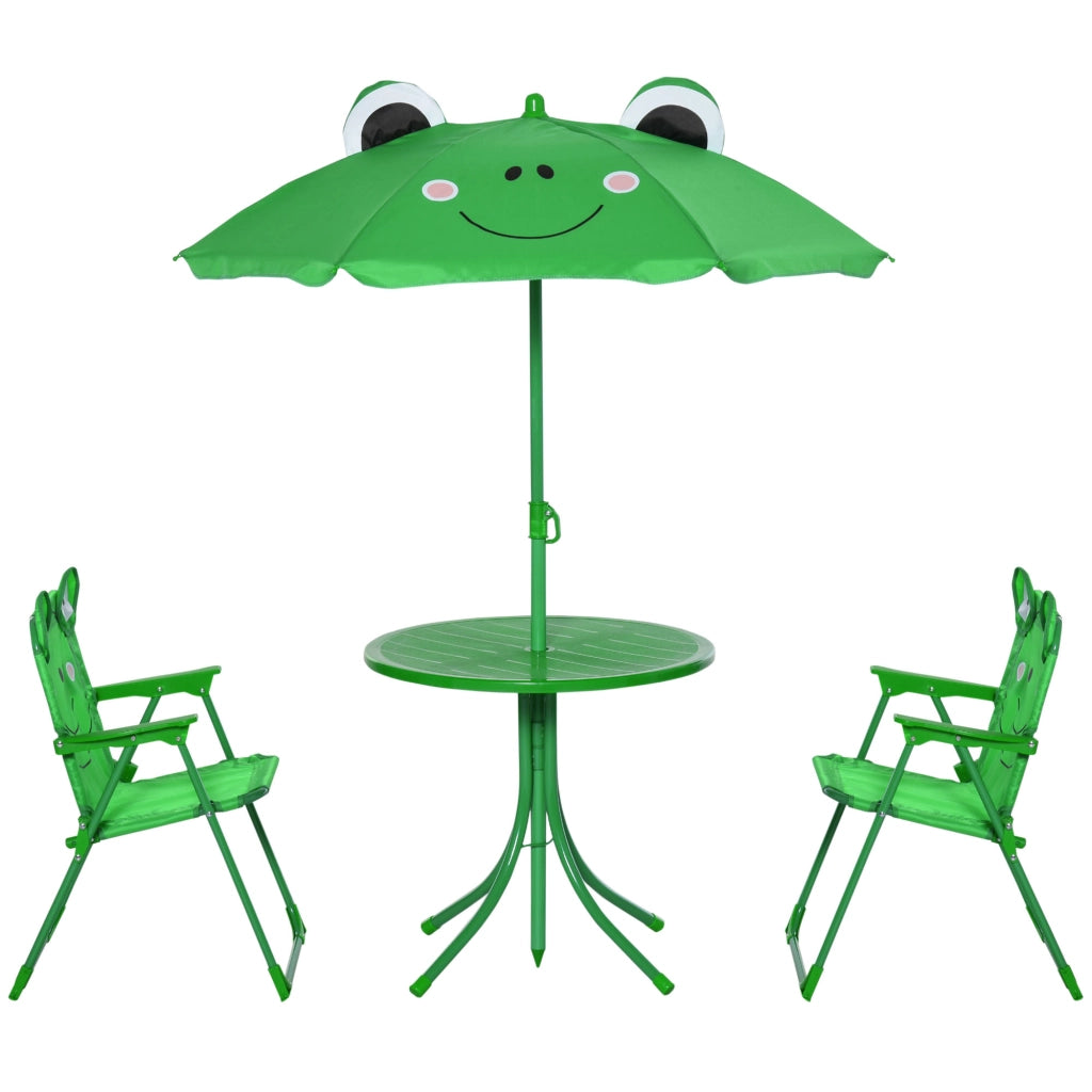 Set Tavolo e Sedie da Giardino per Bambini ¨C zephmum ¨C Verde, Pieghevole, 100-125 cm