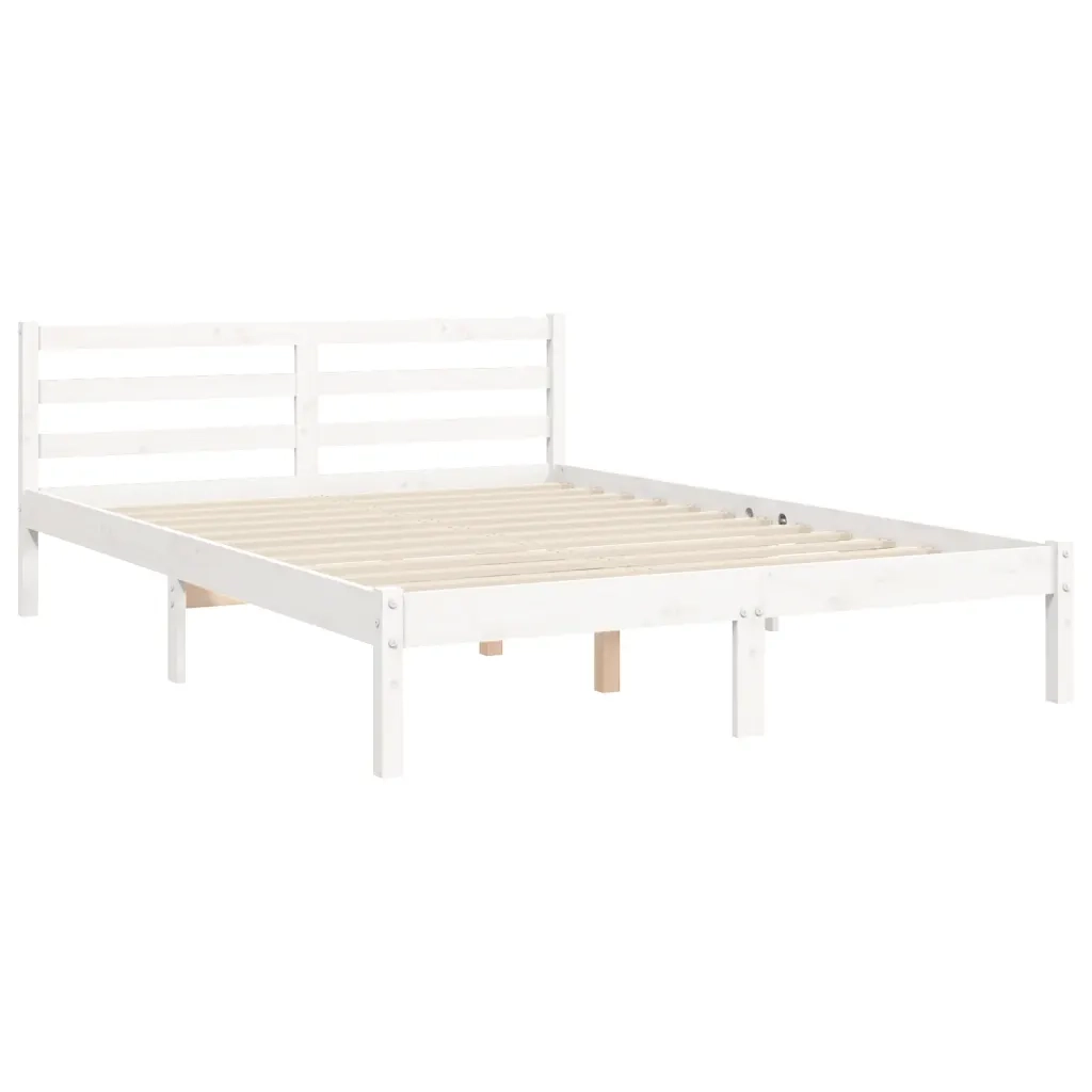 Giroletto con Testiera-Struttura Letto con testiera Bianco 120x200 cm in Legno Massello 610008