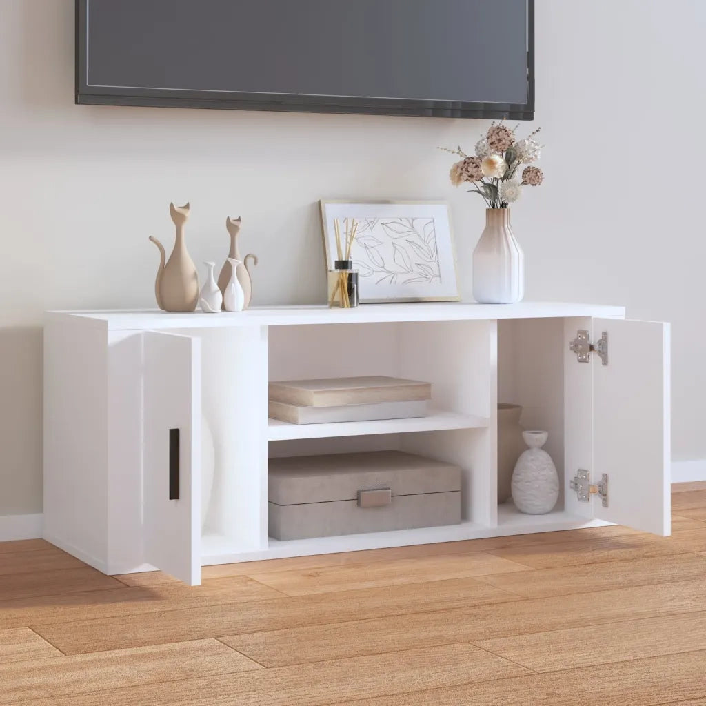 Mobile Porta TV Bianco 100x35x40 cm in Legno Multistrato 823091