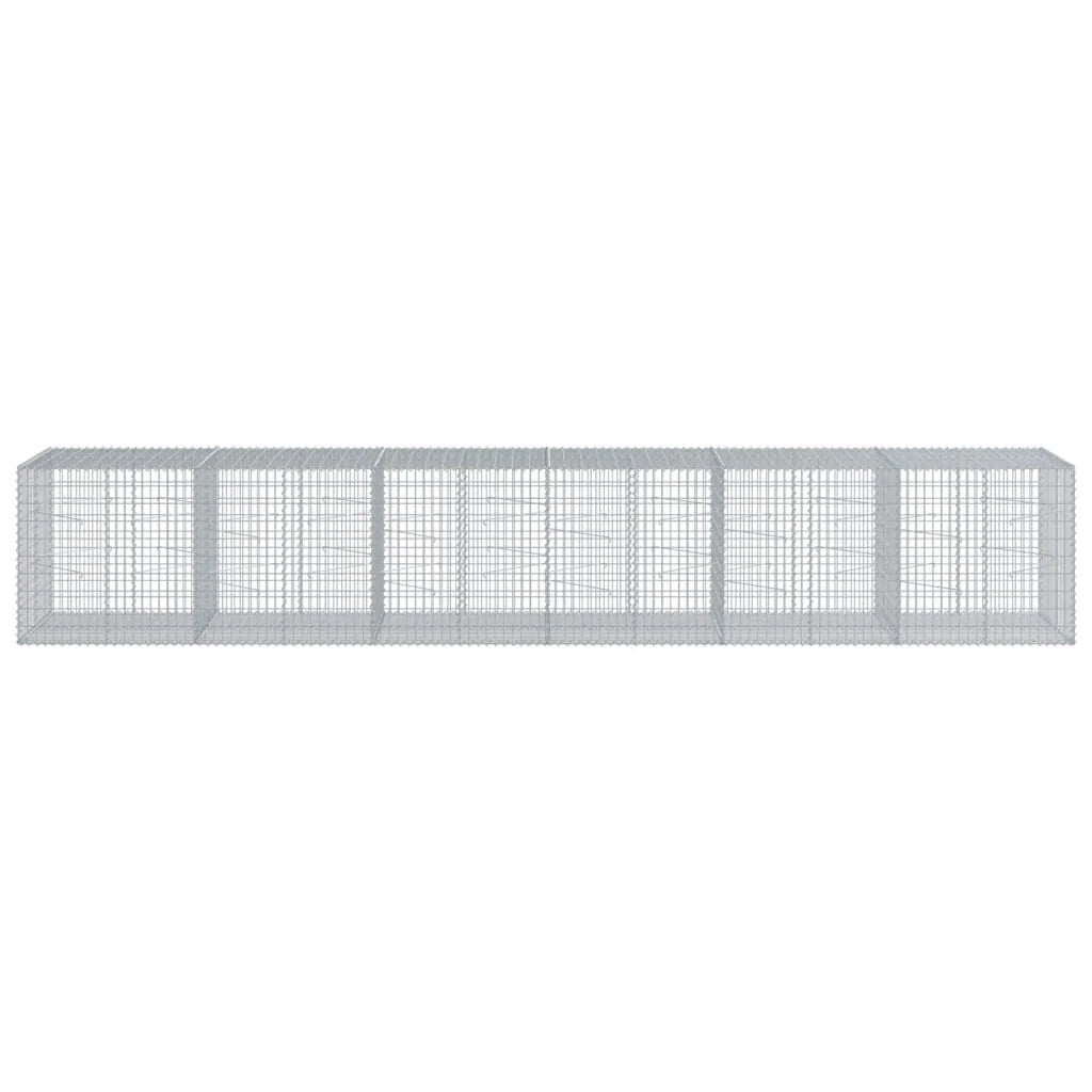 Gabbione recinto a gabbia muro di contenimento con coperchio 600 x 100 x 100 cm ferro zincato argento 02_0040179