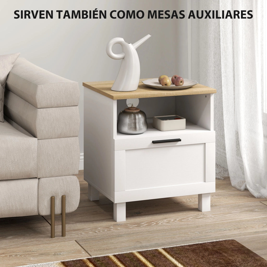 Comodino ¨C Minimal ¨C Bianco Legno 45x38x50 cm