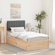 Letto con Testiera Rivestita Grigio scuro 90 x 190 cm 877805